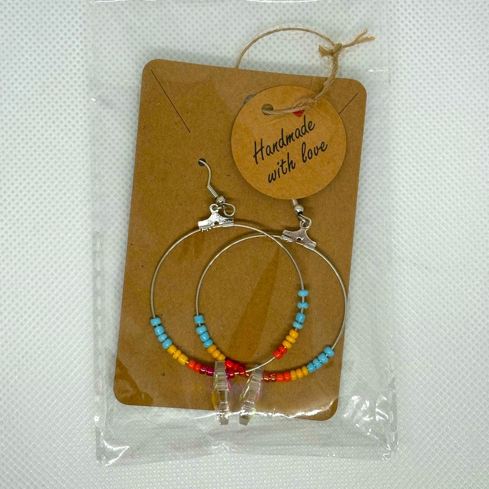Handmade beaded hoop earrings